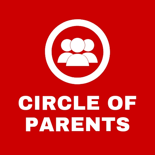 Red circle of parents button