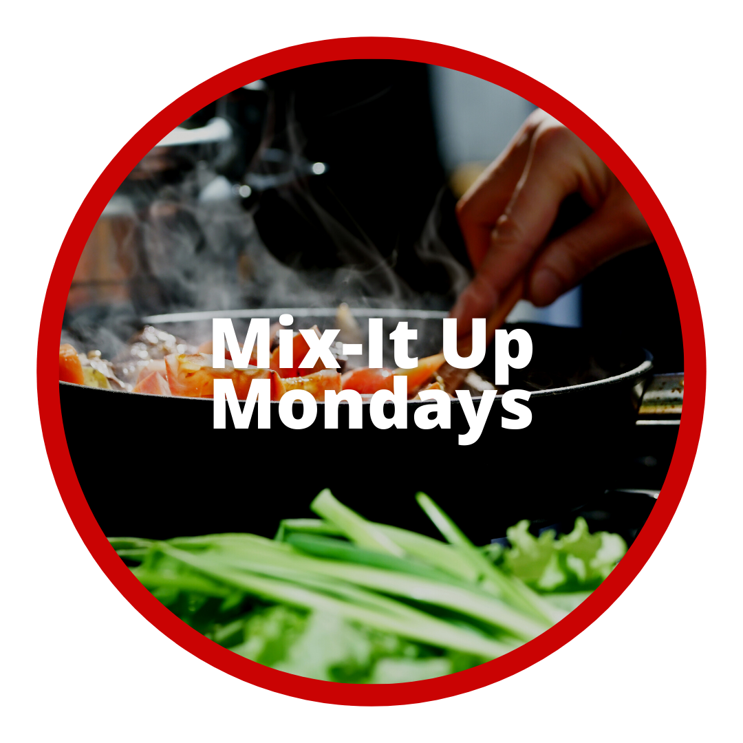 Hand stirring bowl of food