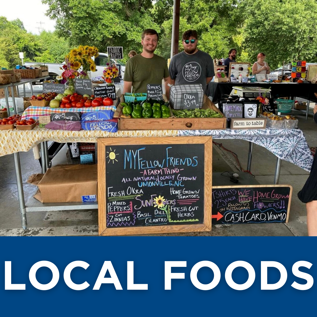 Men Standing at Table in Farmers Market, Farmers Markets Near Charlotte, Farmers Markets Charlotte, Charlotte, North Carolina, Union County, Farmers Markets Near Me, Local Foods