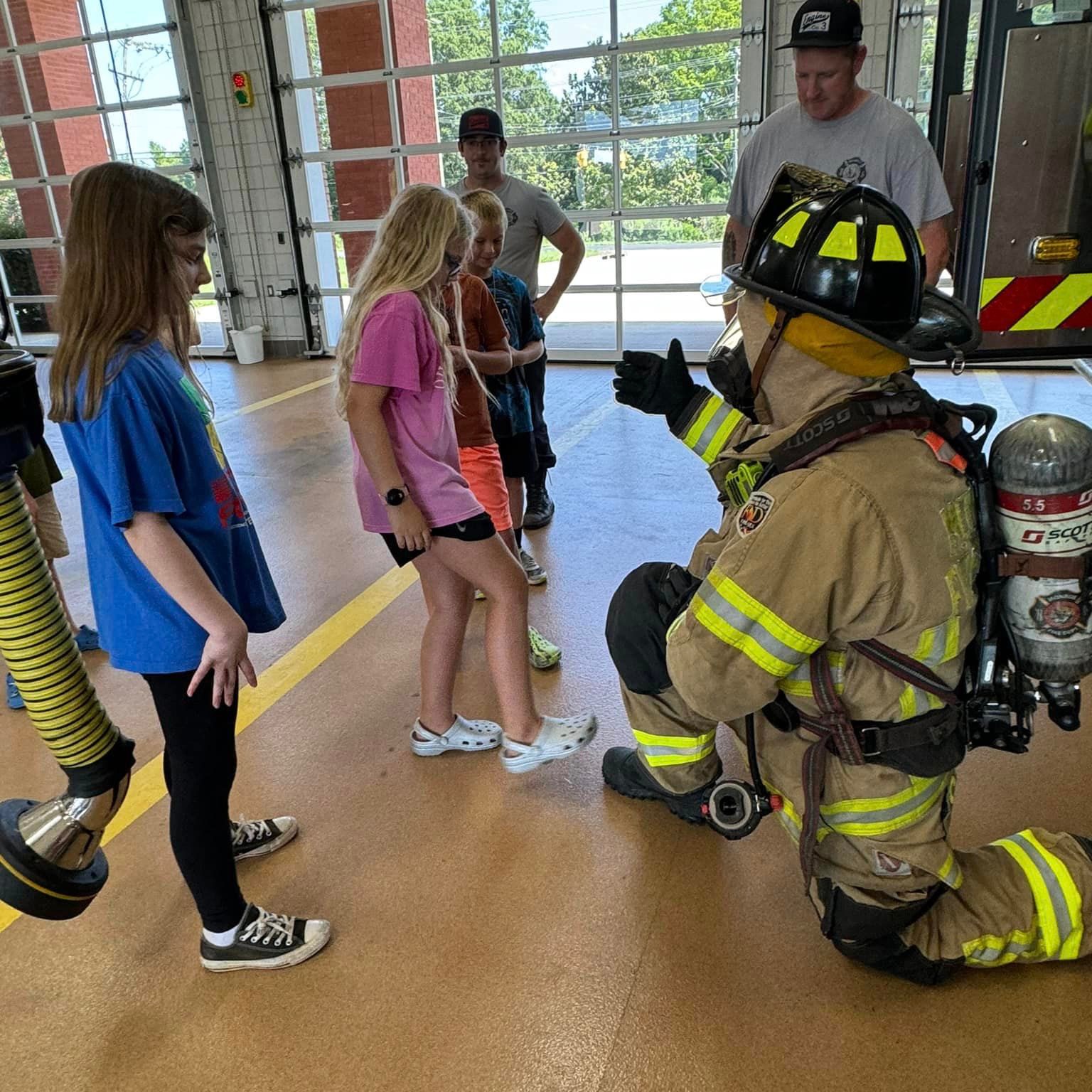 girl meeting firefighter