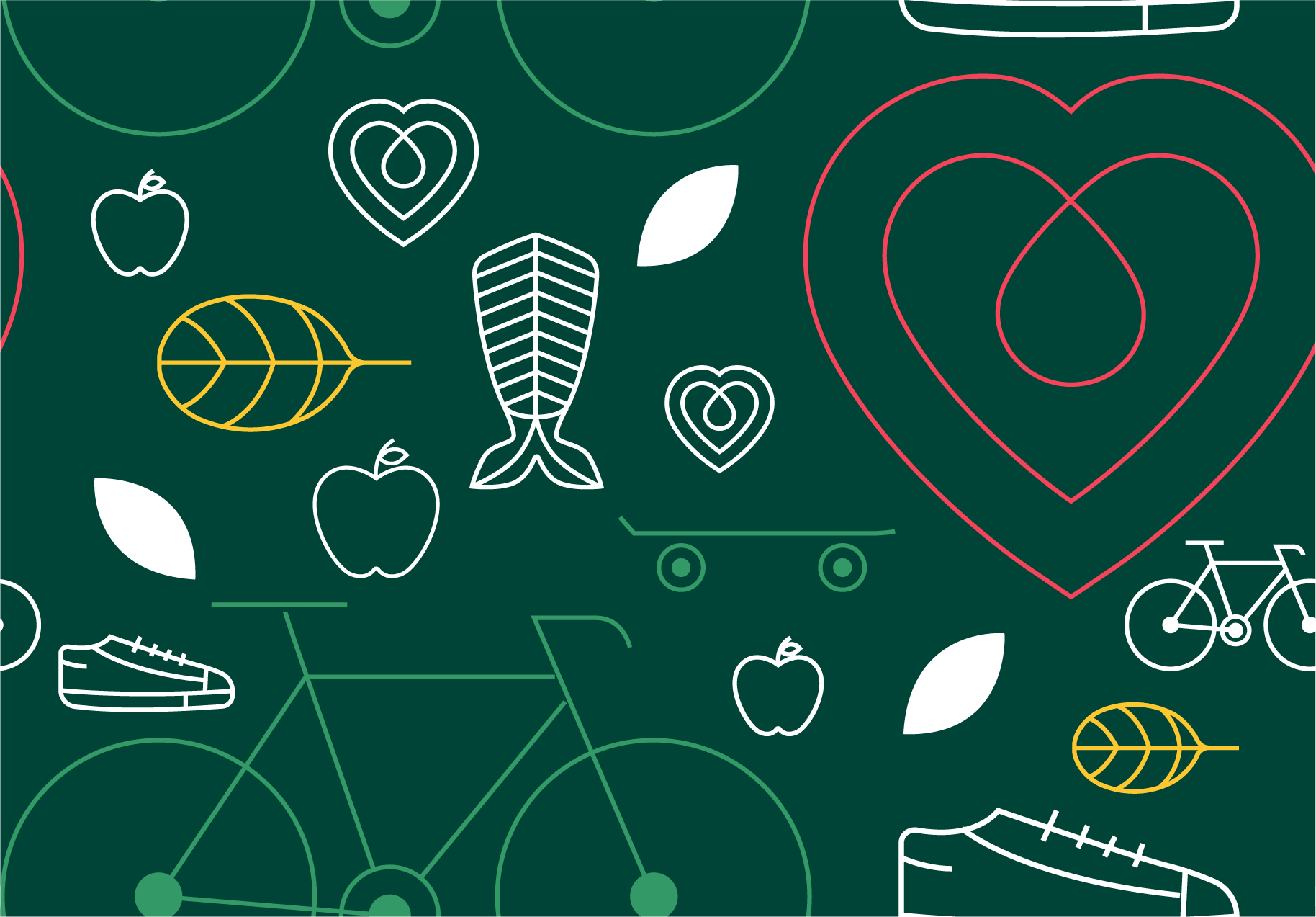 THRIVE pattern featuring 4-H healthy living icons arranged with geometric shapes.