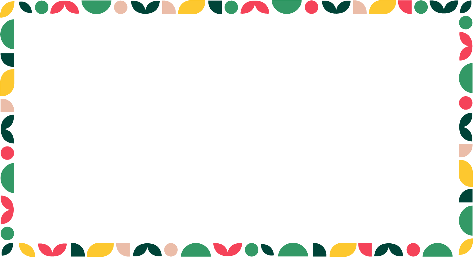 Rectangular horizontal border made of colorful geometric 4-H pattern shapes arranged along all four edges.